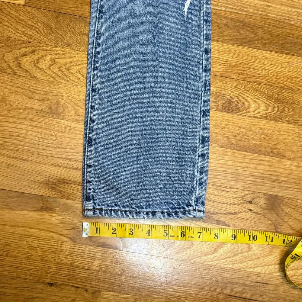 PacSun Women’s Blue Distressed Holes Straight Leg Jeans Retro Grunge Casual